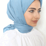 Pamuk Kraş Eşarp Mavi