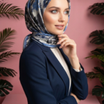 Zeren Pamuk Eşarp Mavi