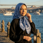 Zeren Pamuk Eşarp Mavi