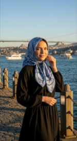 Zeren Pamuk Eşarp Mavi