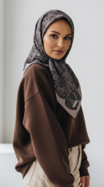 Zeren İnci Işıltısı Eşarp Füme