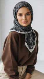 Zeren İnci Işıltısı Eşarp Siyah