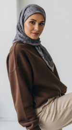 Zeren İnci Işıltısı Eşarp Koyu Gri