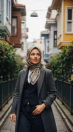 Zeren İnci Işıltısı Eşarp Gri Sarı