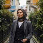 Zeren İnci Işıltısı Eşarp Krem Siyah