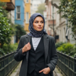 Zeren İnci Işıltısı Eşarp Lacivert