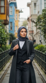 Zeren İnci Işıltısı Eşarp Lacivert