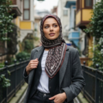 Zeren İnci Işıltısı Eşarp Siyah Bordo