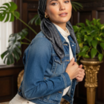 Zeren İnci Işıltısı Eşarp Siyah Antrasit
